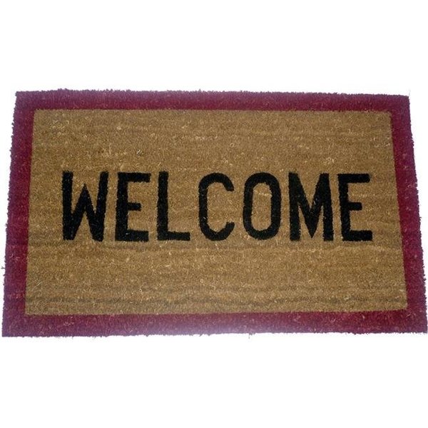 Geo Crafts Geo Crafts G104 WELCOME RED 18 x 30 in. PVC Backed Stencilled with Border Coco Doormat G104 WELCOME RED